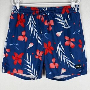 Hurley‎ Volley Shorts Mens Large Hawaiian Floral Hybrid Swim Drawstring Pockets